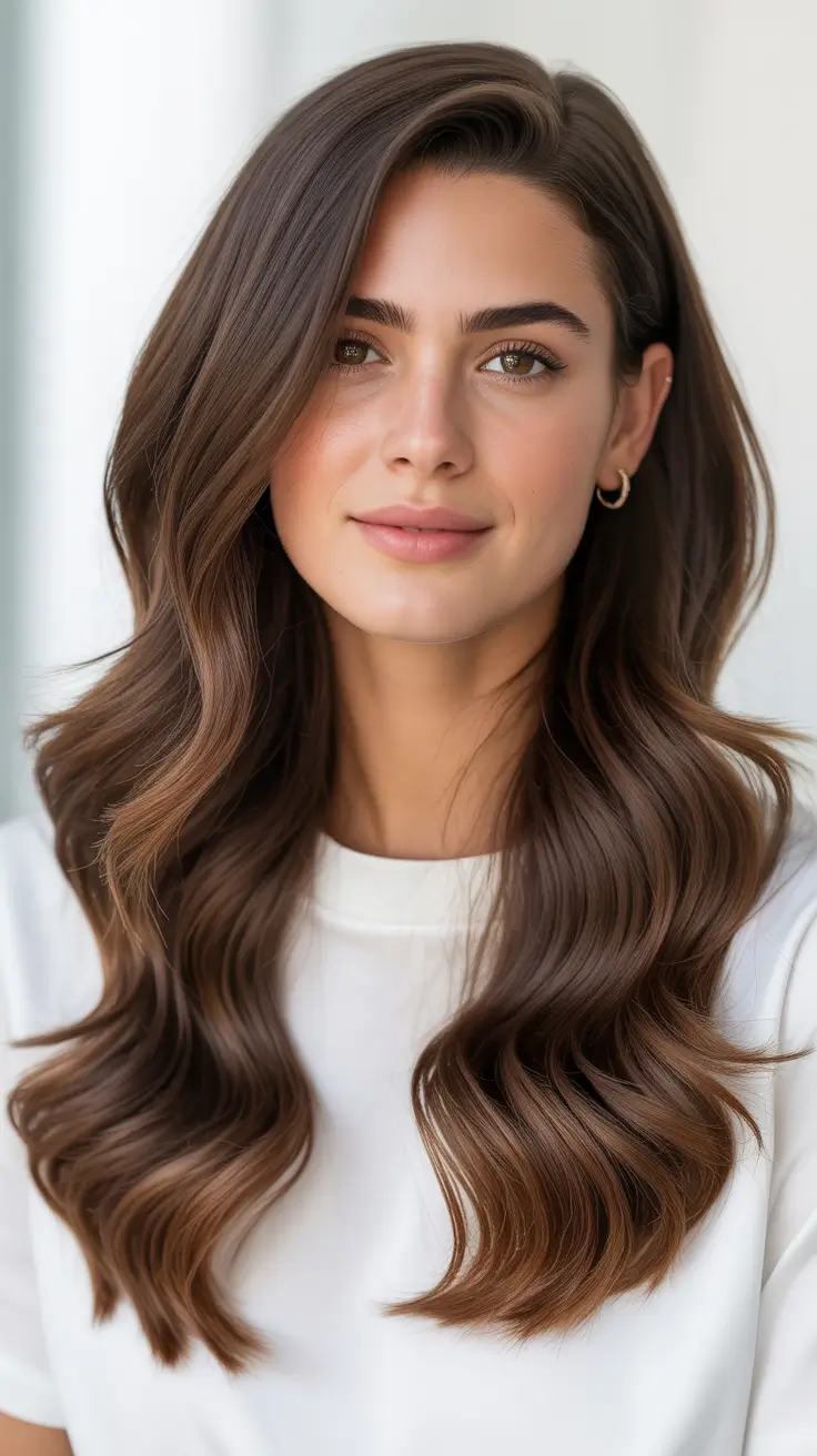 chocolate brown hair color 2026 Warm Mocha Perfection