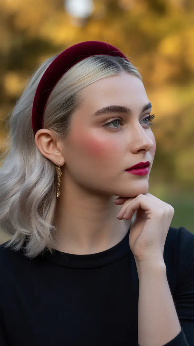 Christmas Hairstyles Trends 2025 Frosted Velvet Headband