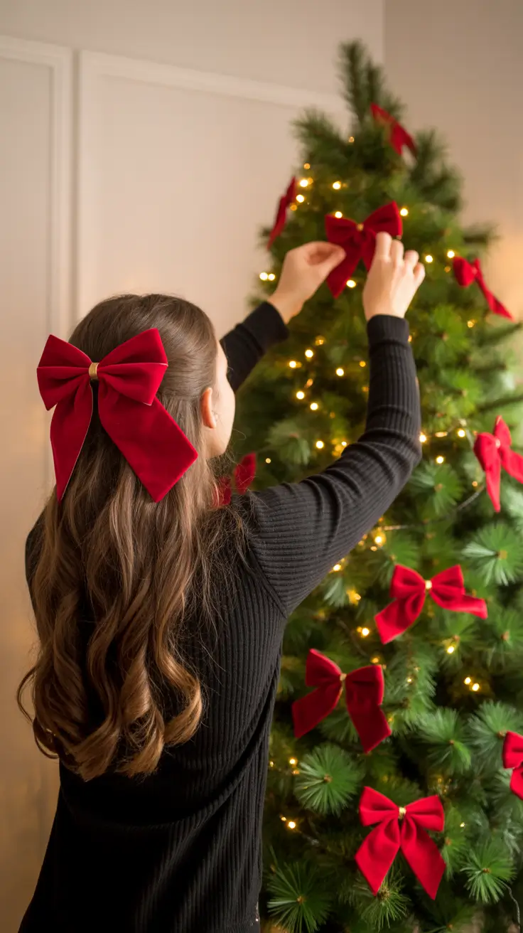 Christmas Hairstyles Trends 2025 Festive Bow Magic