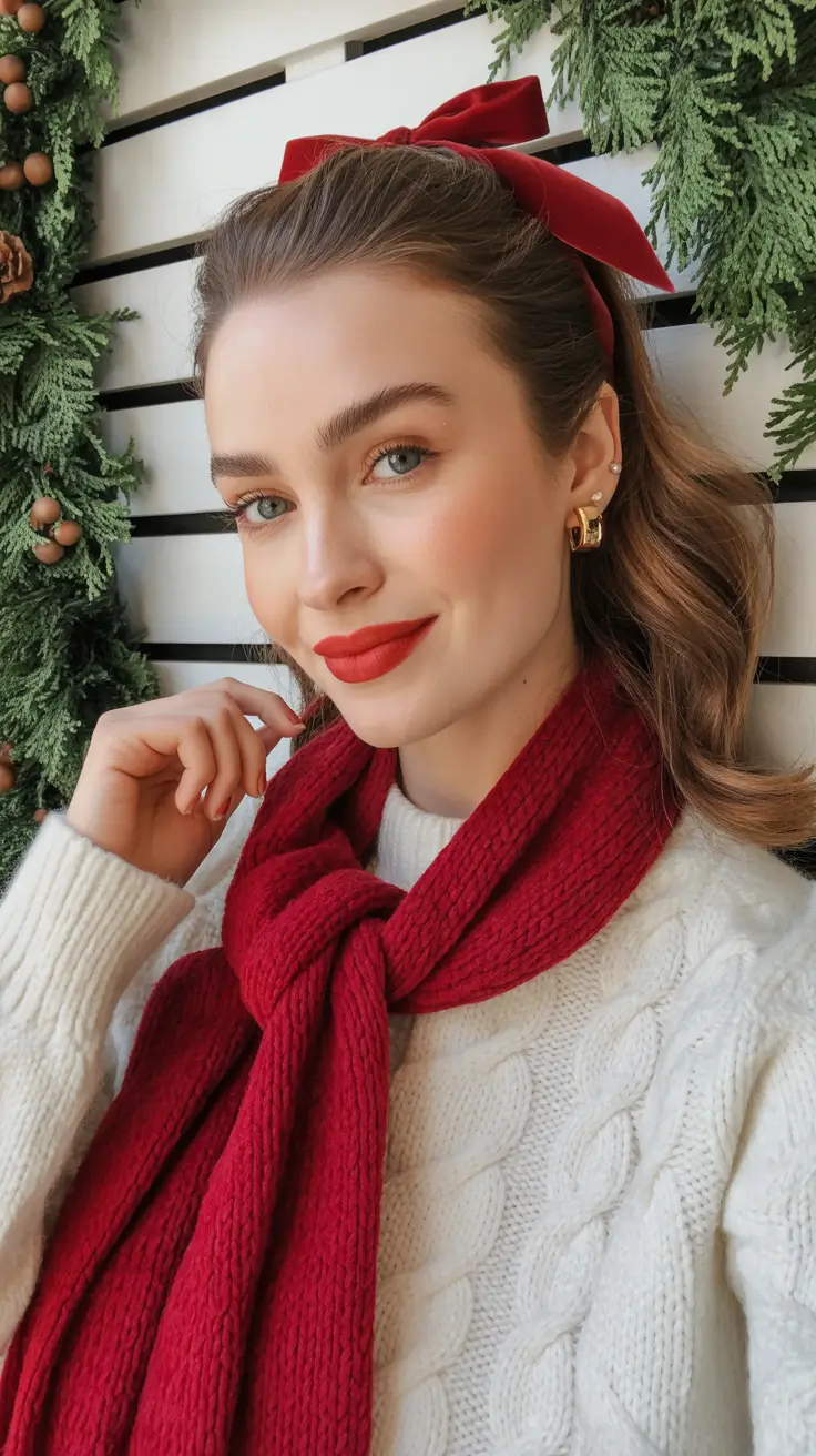 Christmas Hairstyles Trends 2025 Red Ribbon Cheer