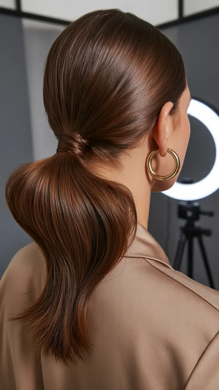 Christmas Hairstyles Trends 2025 Polished Mid-Low Ponytail