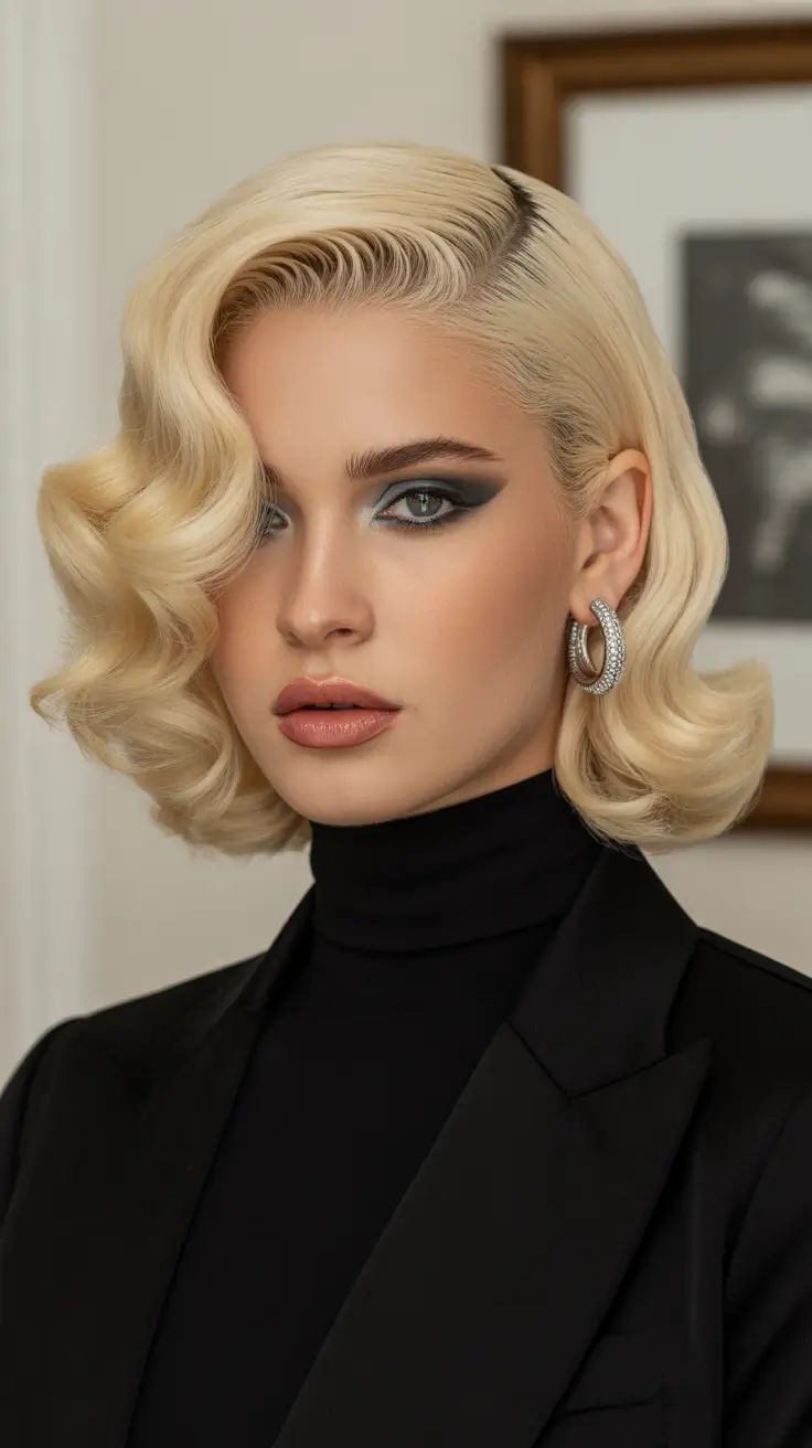Christmas Hairstyles Trends 2025 Short Retro Blonde Waves