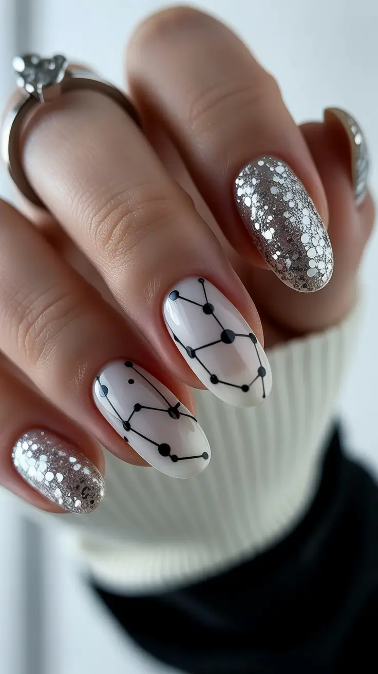 christmas nail art ideas 2025 black tie frost