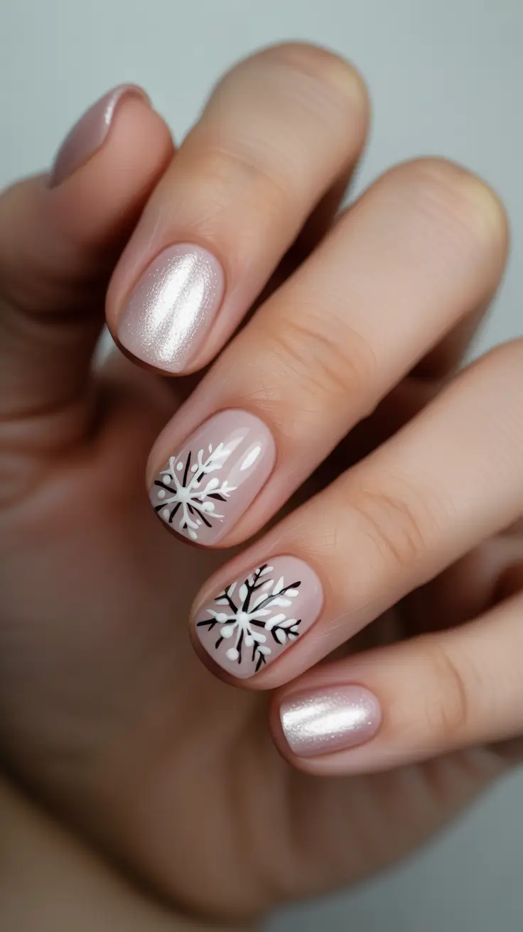 christmas nail art ideas 2025 snowflake kiss