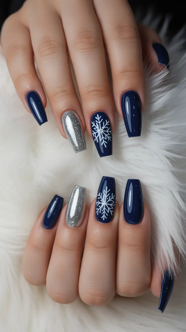 christmas nail art ideas 2025 blue midnight sparkle