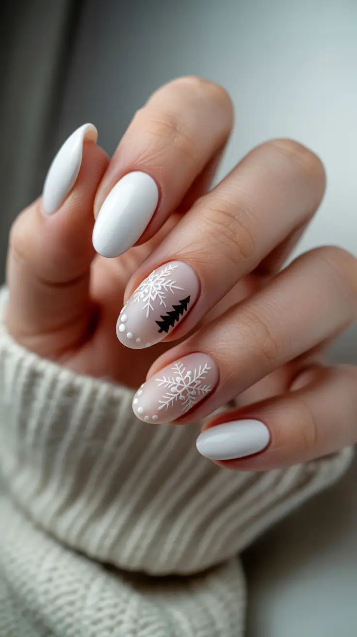 christmas nail art ideas 2025 white christmas whispers