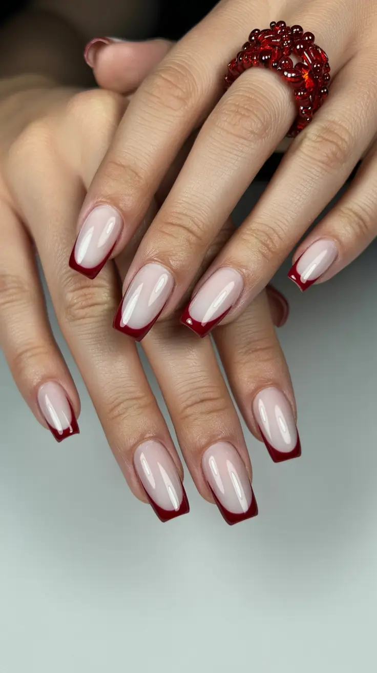christmas nail art ideas 2025 cherry french elegance
