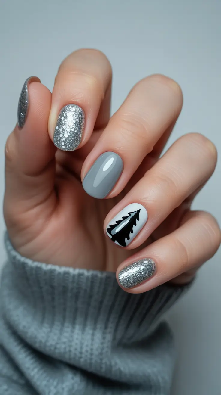christmas nail art ideas 2025 silver frost whispers