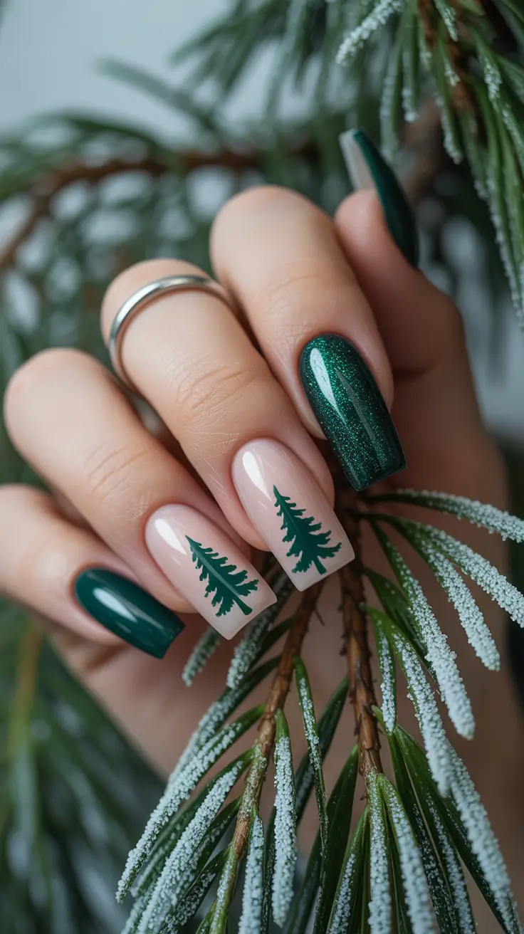 christmas tree nails ideas 2025 evergreen simplicity
