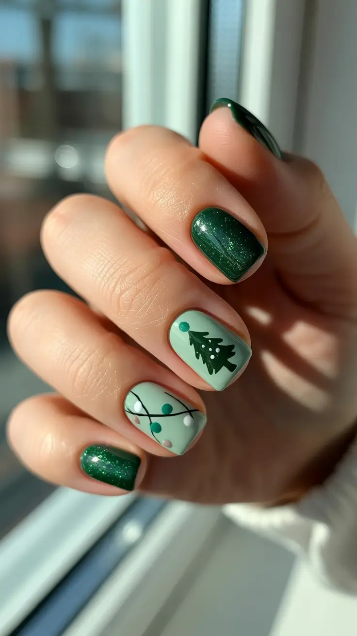 christmas tree nails ideas 2025 minty fresh whimsy