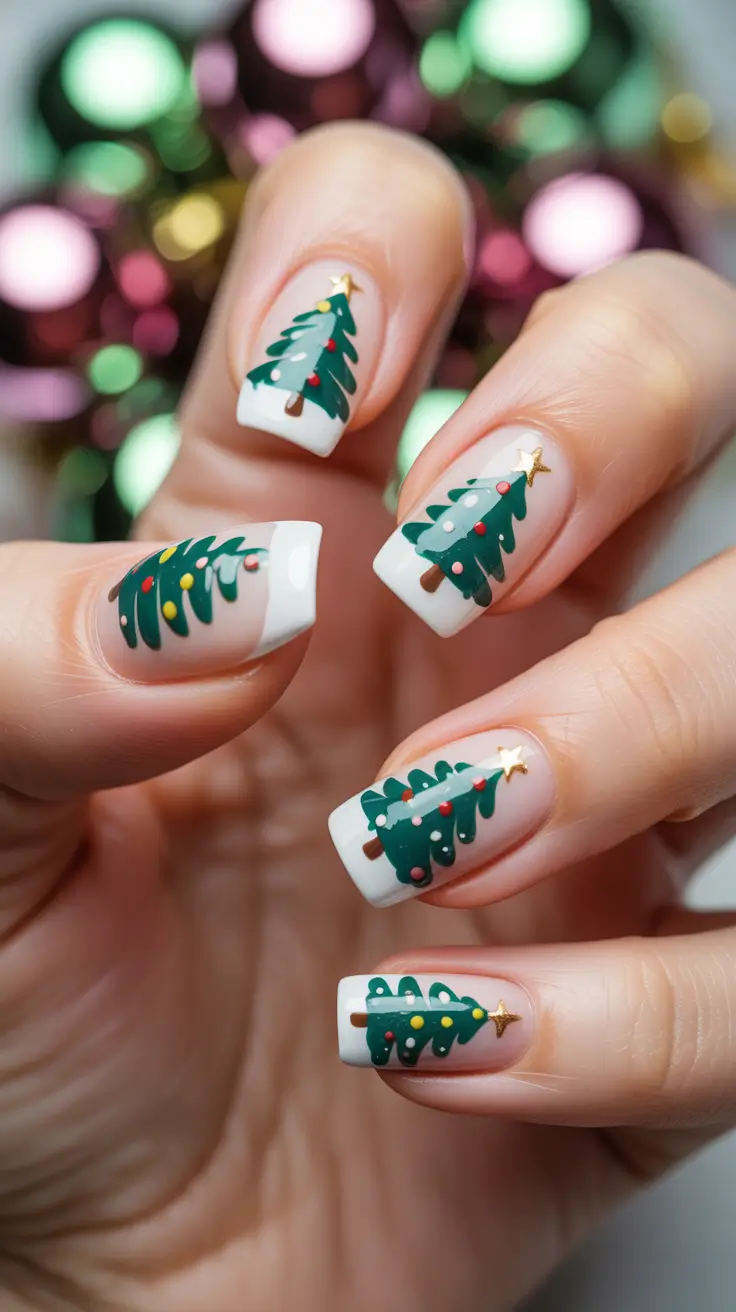 christmas tree nails ideas 2025 playful christmas tree tips