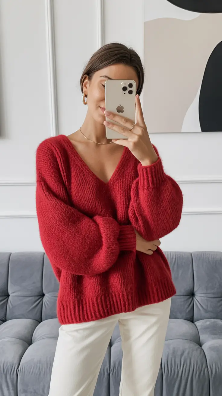 cozy outfits to wear in december 2025 Cherry Knit Mood