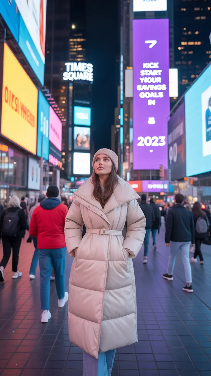 cozy outfits to wear in december 2025 City Light Warmth