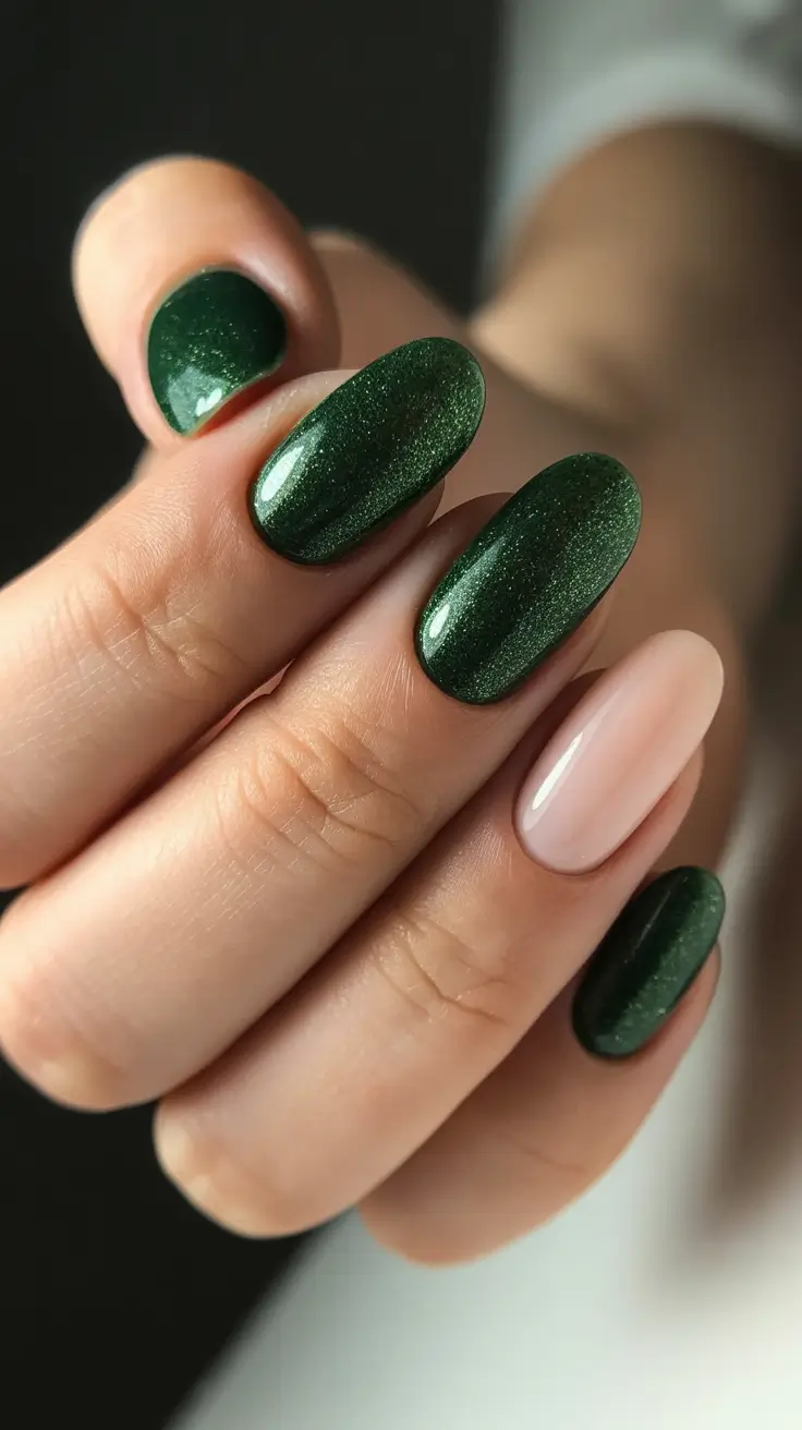 green christmas nails simple Subtle Evergreen Sparkle
