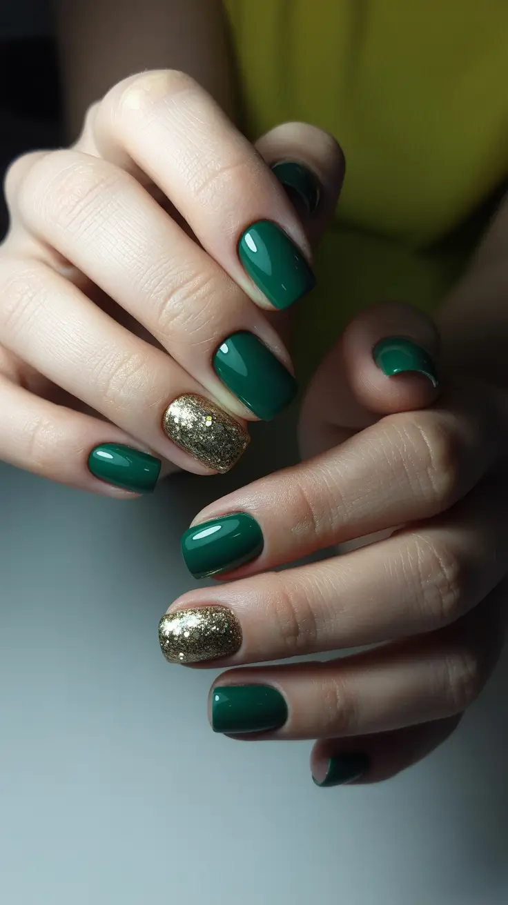 green christmas nails holidays Golden Harmony