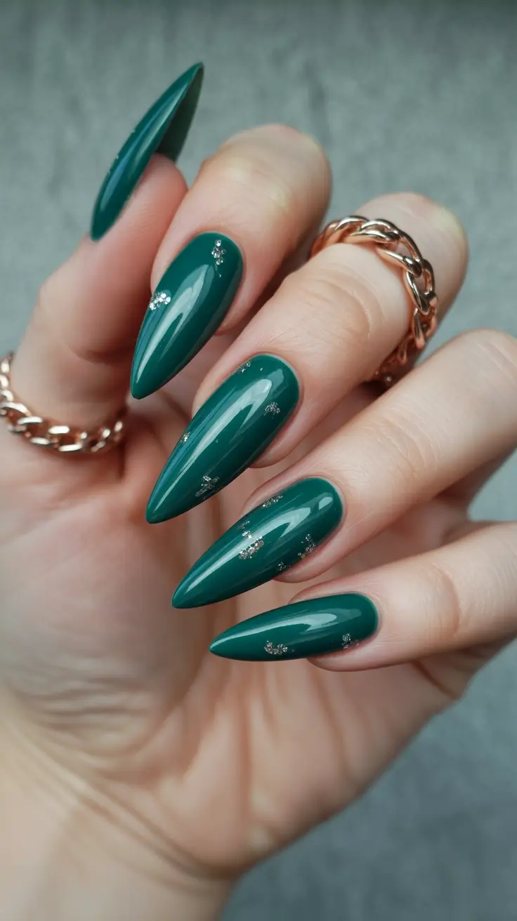 green christmas nails acrylic Evergreen Elegance