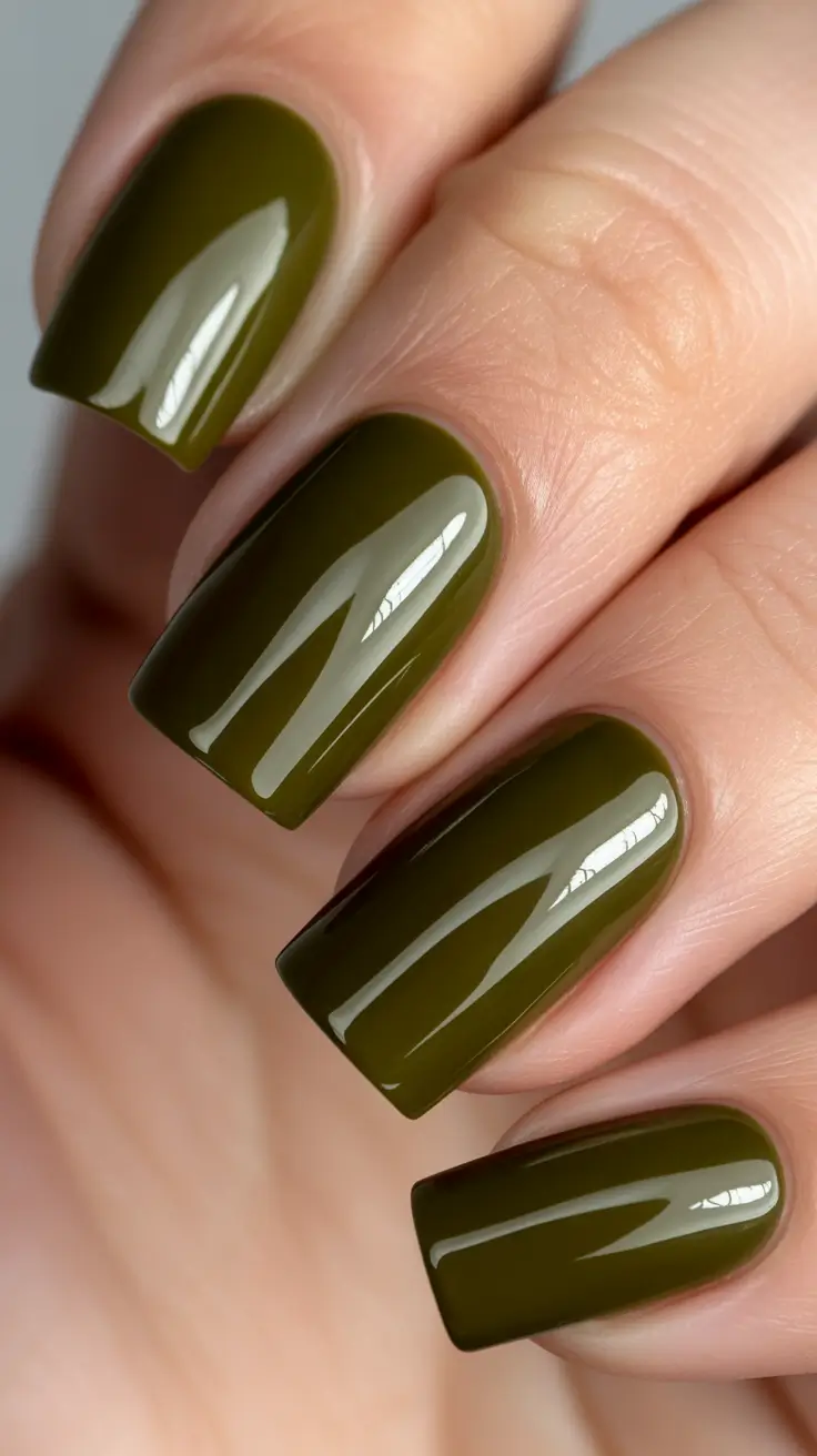 green christmas nails short square Olive Calm
