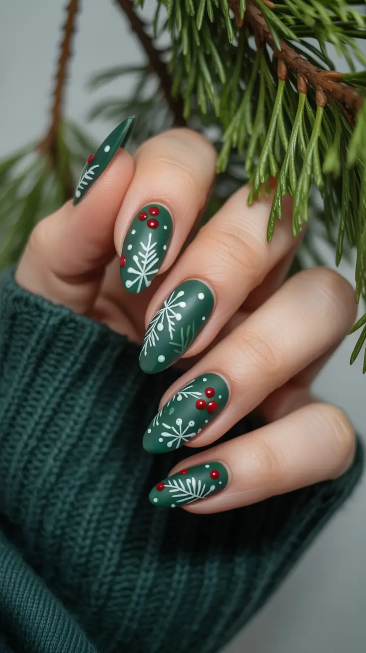 green christmas nails holidays Winter Forest Whispers