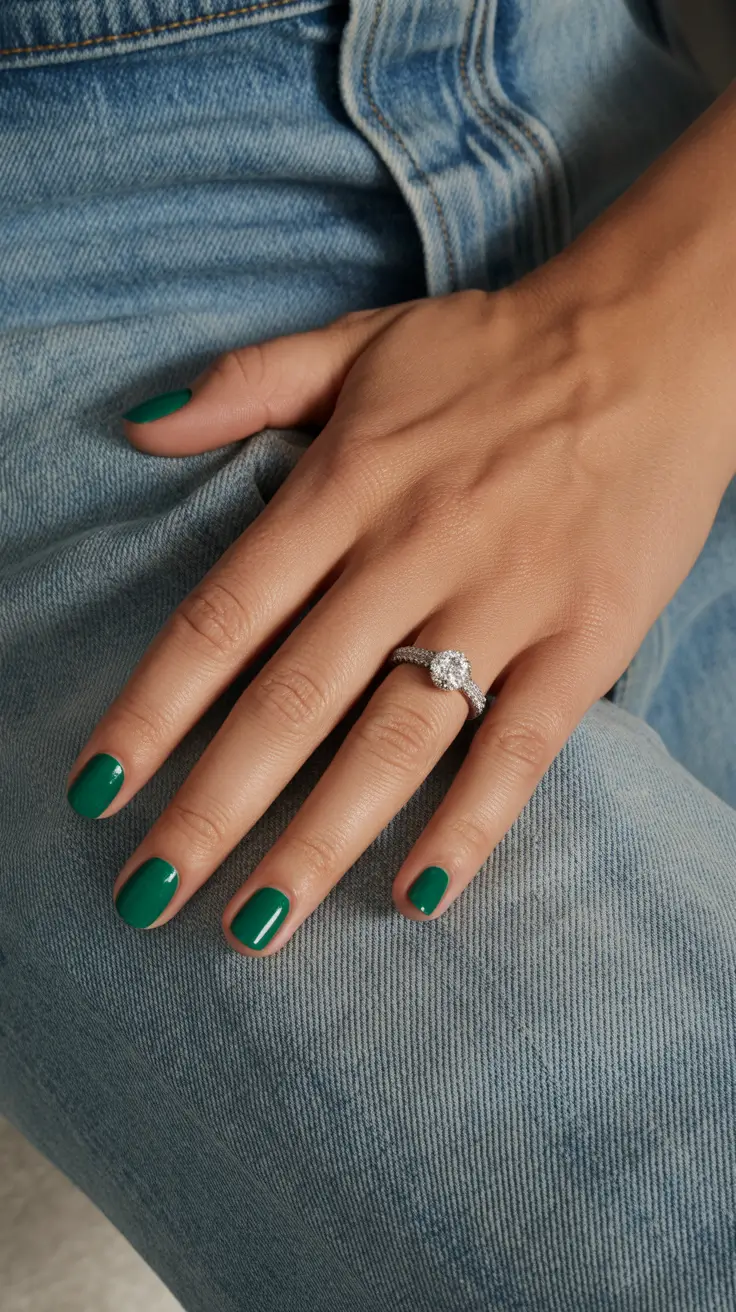 green christmas nails short square Casual Green Charm
