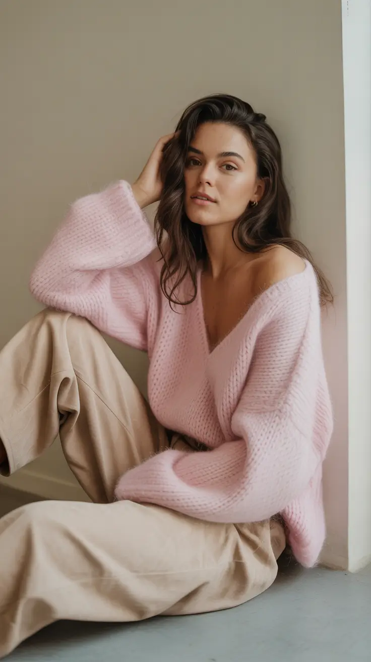 Cute sweater outfits 2026 Soft Blush Ease