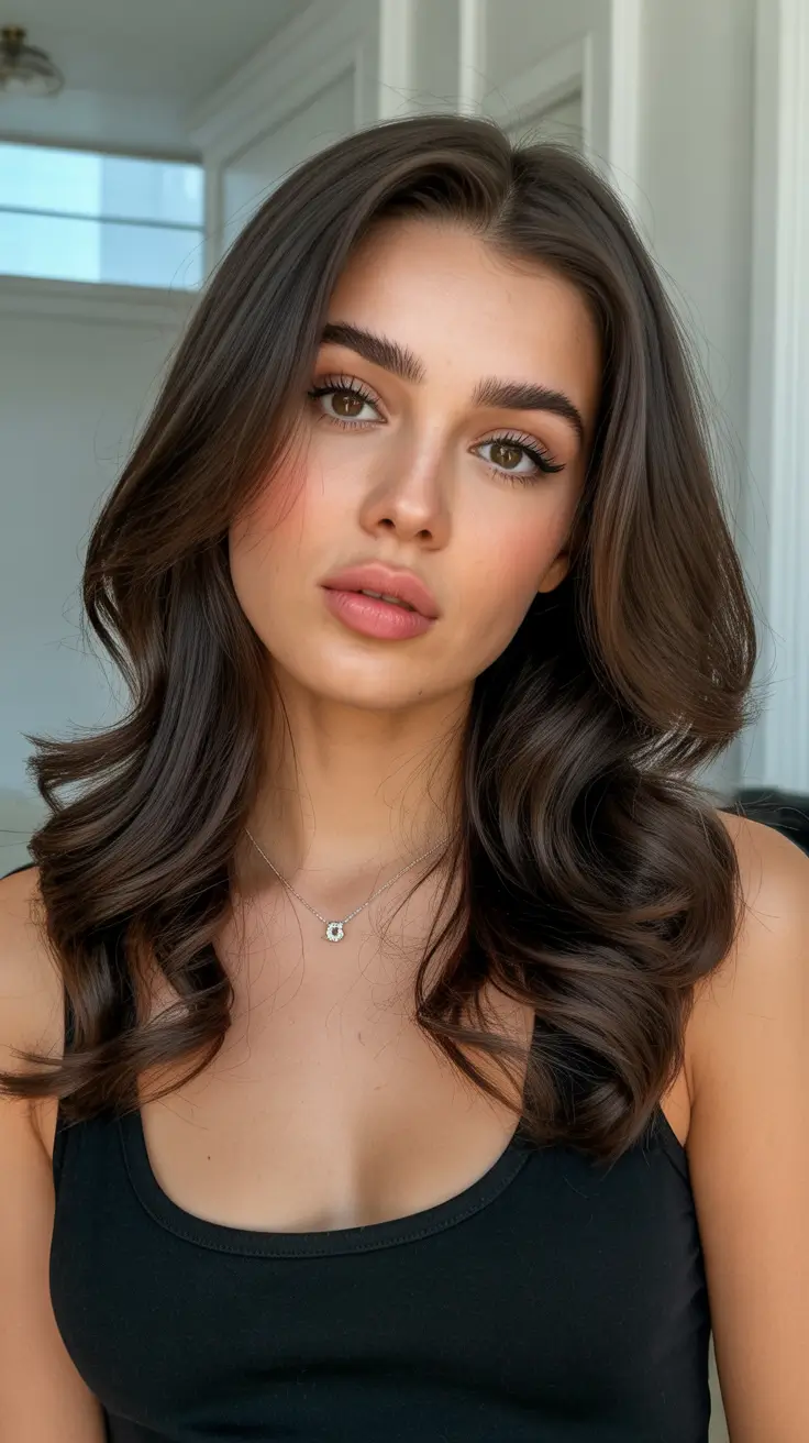 dark brown hair color 2026 Classic Layered Brunette