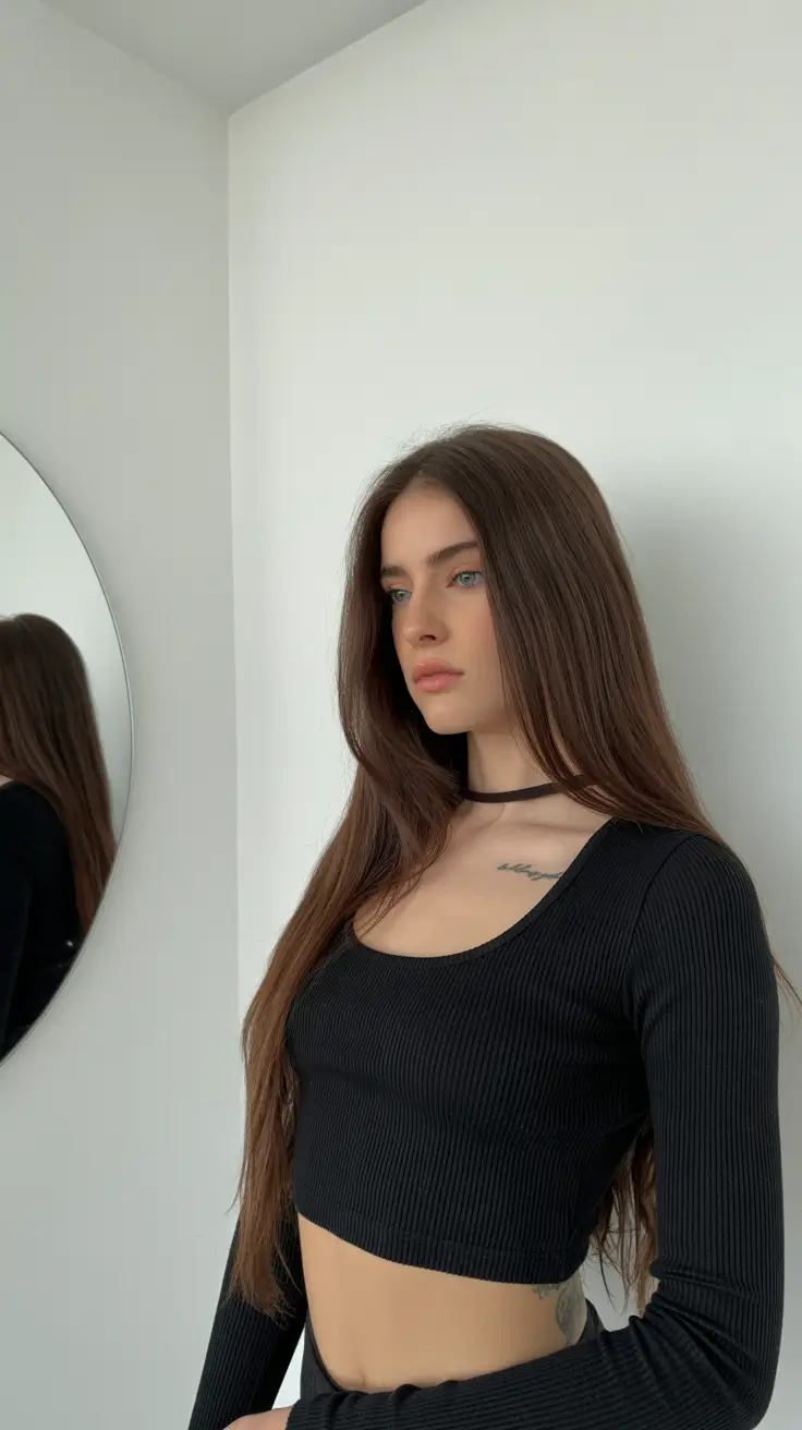 dark brown hair color 2026 Chic Minimalist Brunette