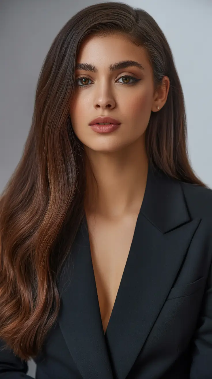 dark brown hair color 2026 Balayage Glow for Brown Skin