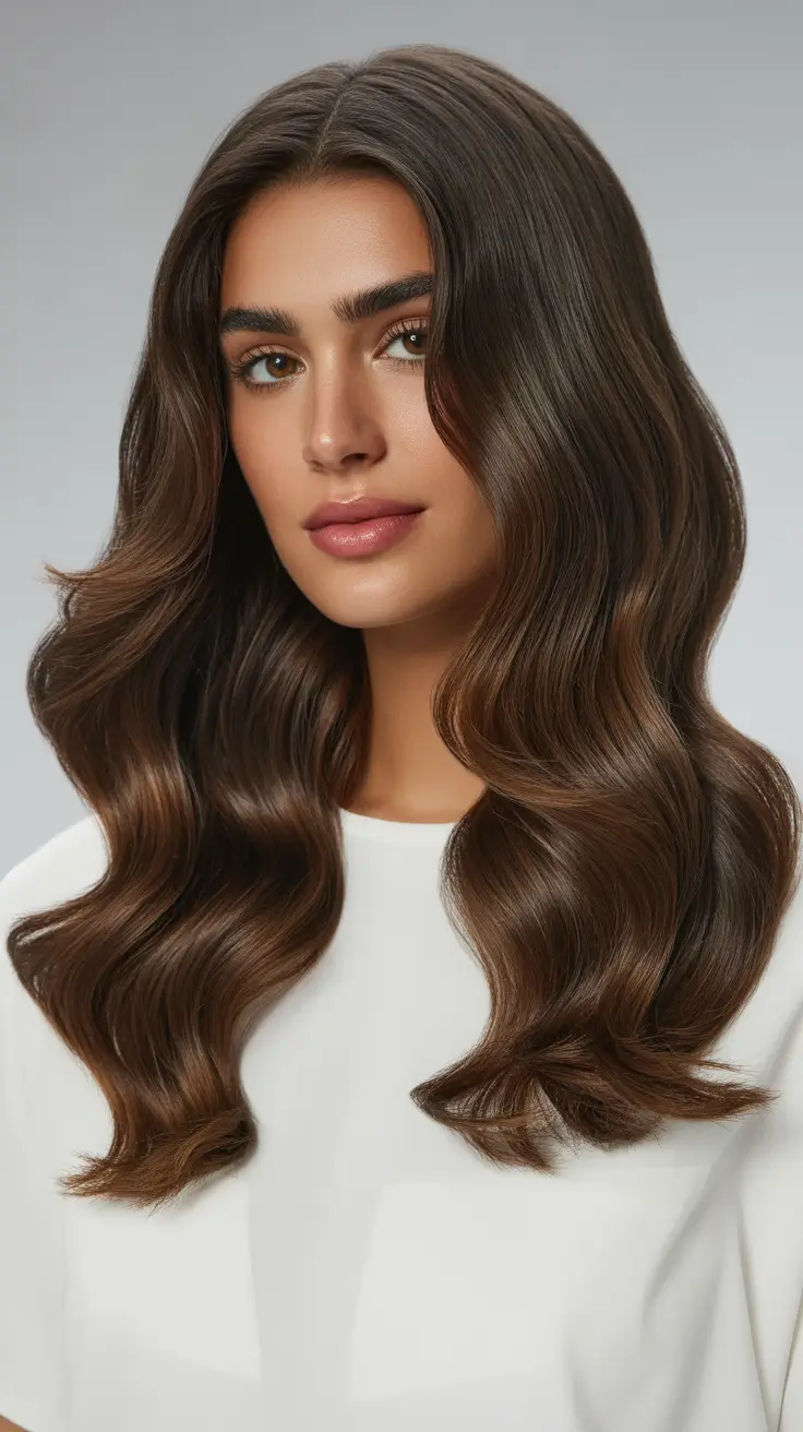 dark brown hair color 2026 Cool-Toned Cocoa Shine