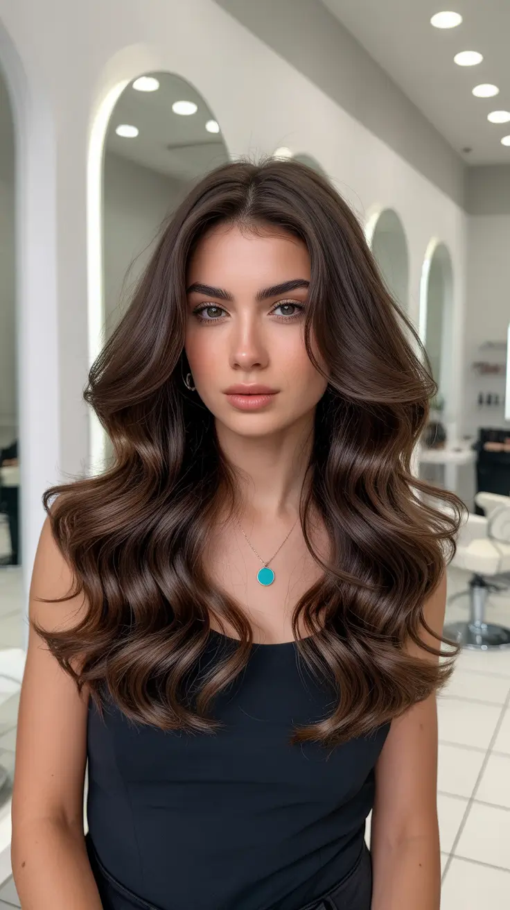 dark brown hair color 2026 Salon-Fresh Gloss Brunette