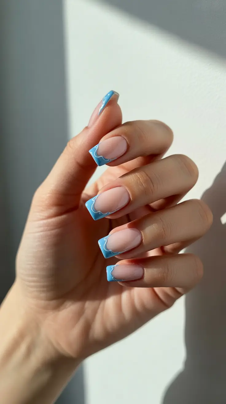 December nail colors blue french wave