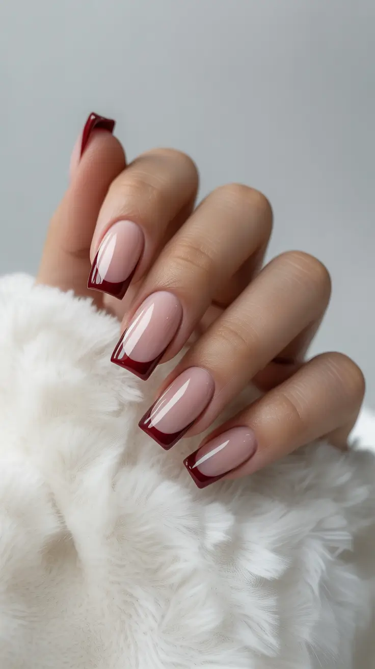 December nail colors red french wine