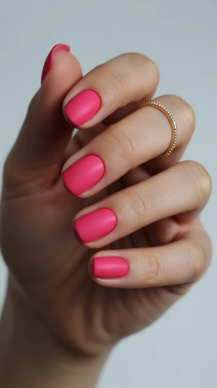 December nail colors short matte raspberry glow