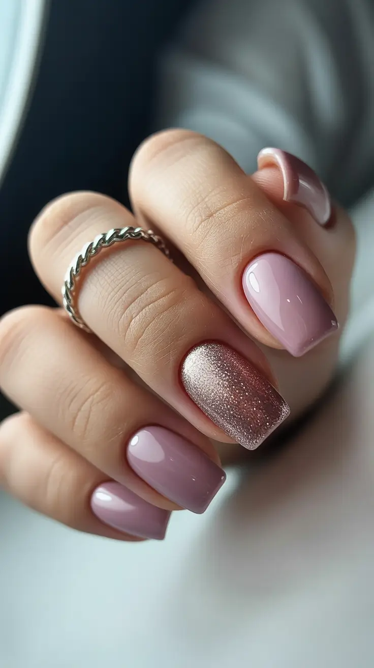 December nail colors mauve metallic glow