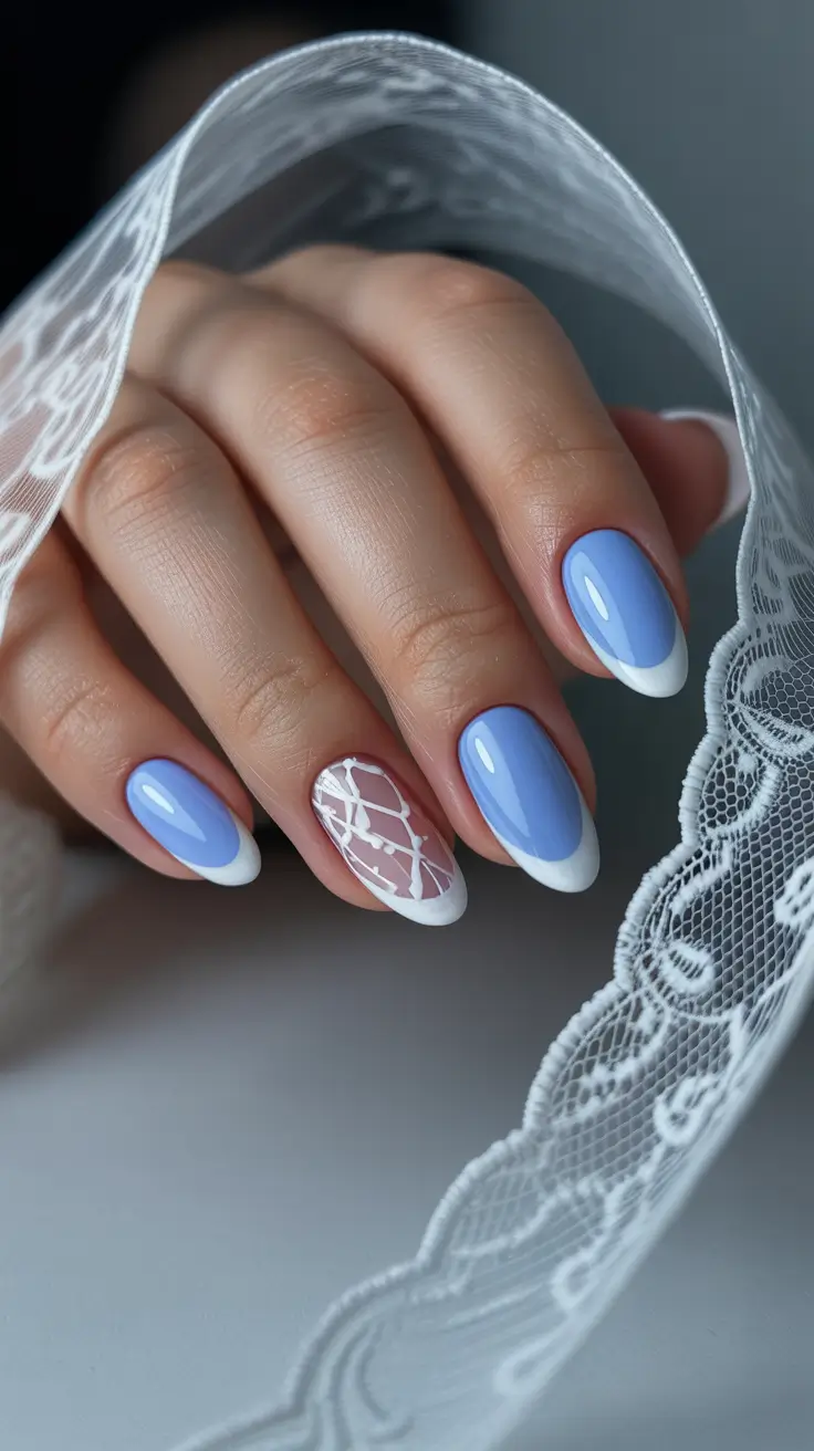 December nail colors blue white french frosted