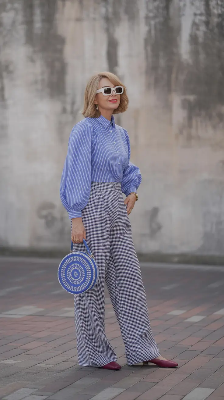 Elegant Outfits for Women Over 40 in 2026 Retro Blue Charm