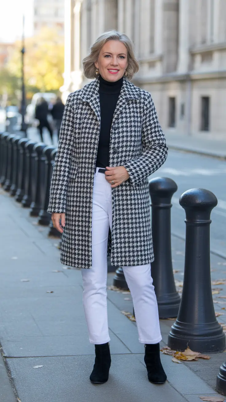 Elegant outfits for women over 50 in 2026 Houndstooth City Classic