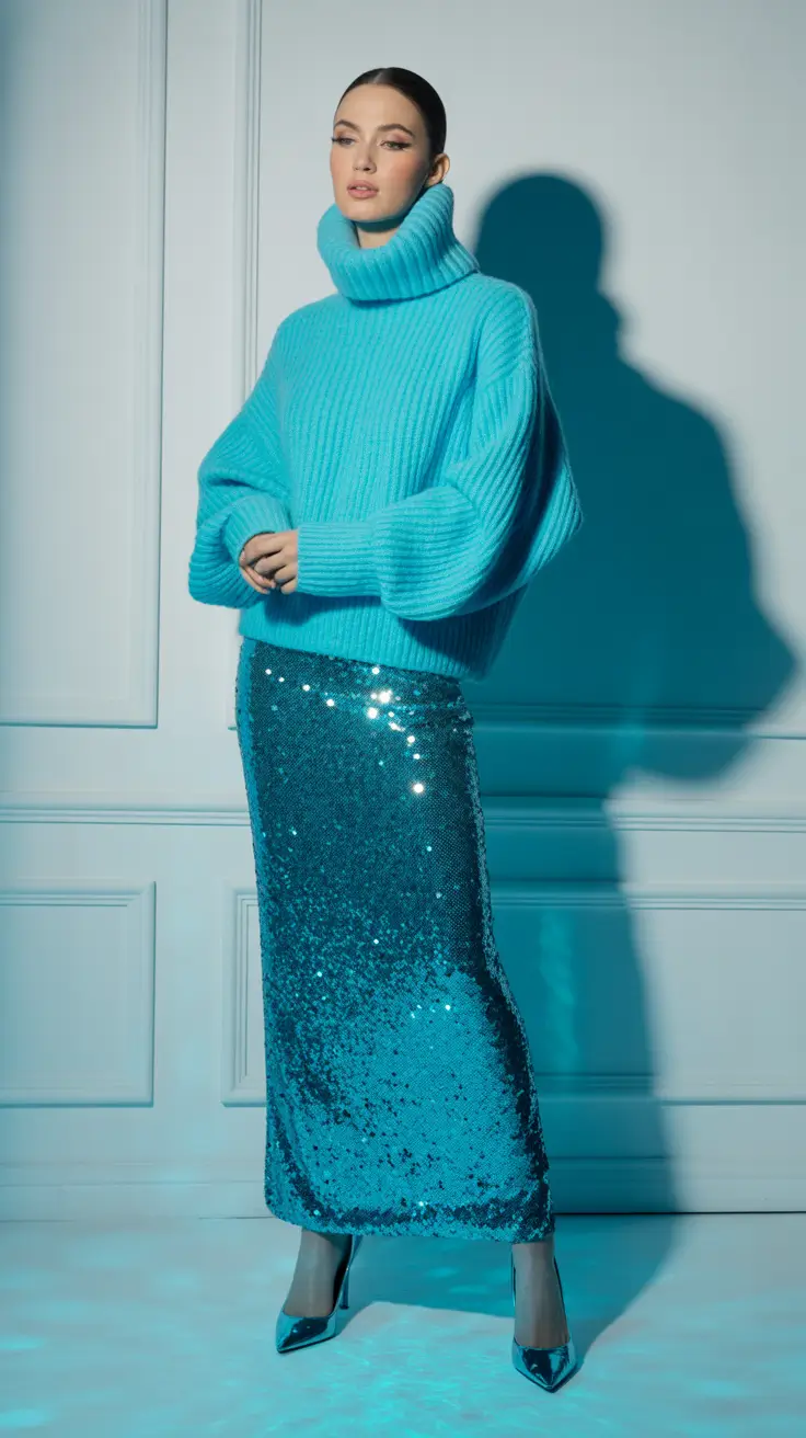 Elegant skirt outfits 2026 Monochrome Ice Glamour