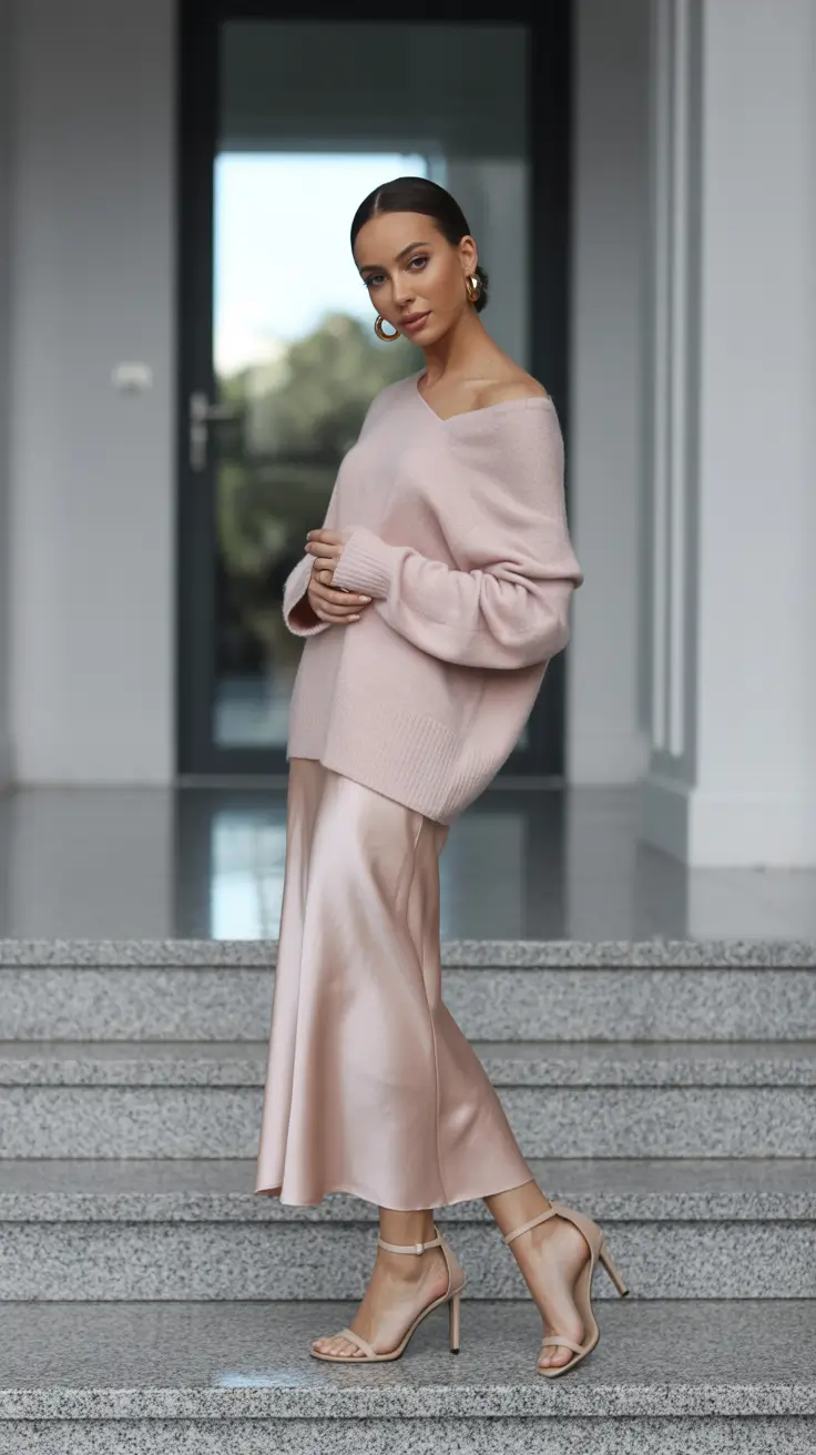 Elegant skirt outfits 2026 Soft Satin Minimalism