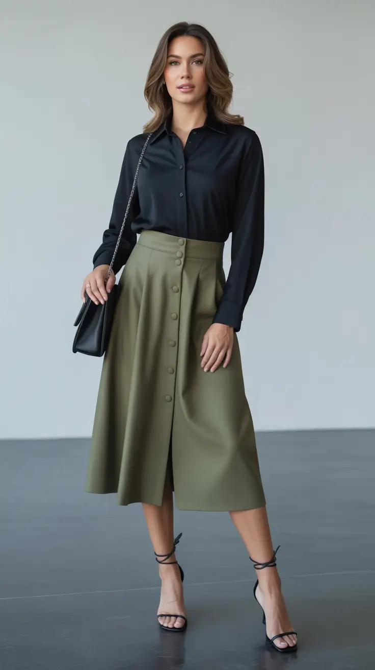 Elegant skirt outfits 2026 Olive Sophistication