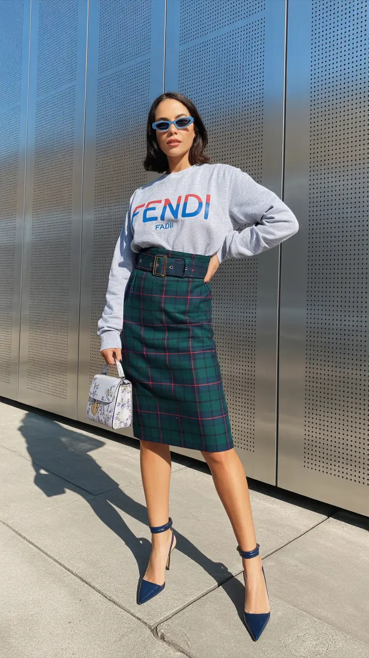Elegant skirt outfits 2026 Street Chic Plaid Revival