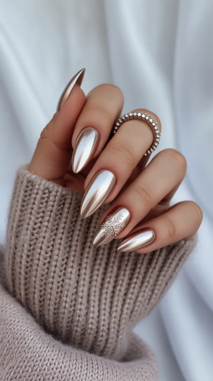 christmas nail designs Rose Gold Blizzard