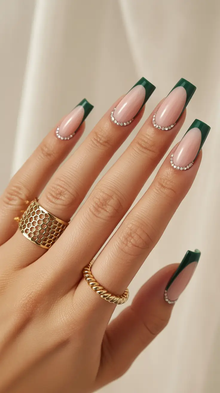christmas nail designs Emerald French Chic