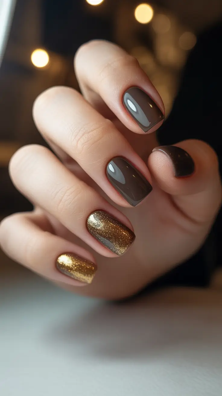 christmas nail designs Golden Mocha Glow