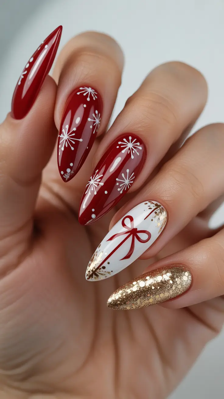 christmas nail designs Golden Gift Glam