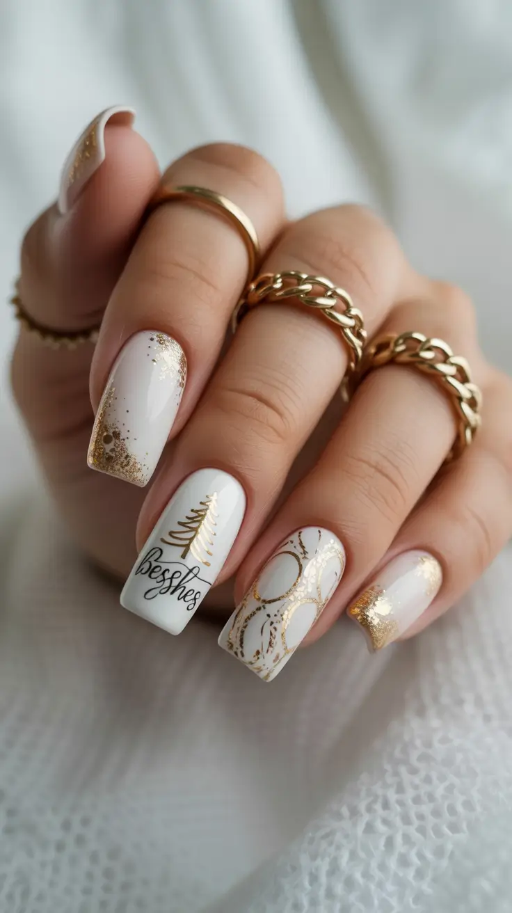 christmas nail designs Golden Wishes