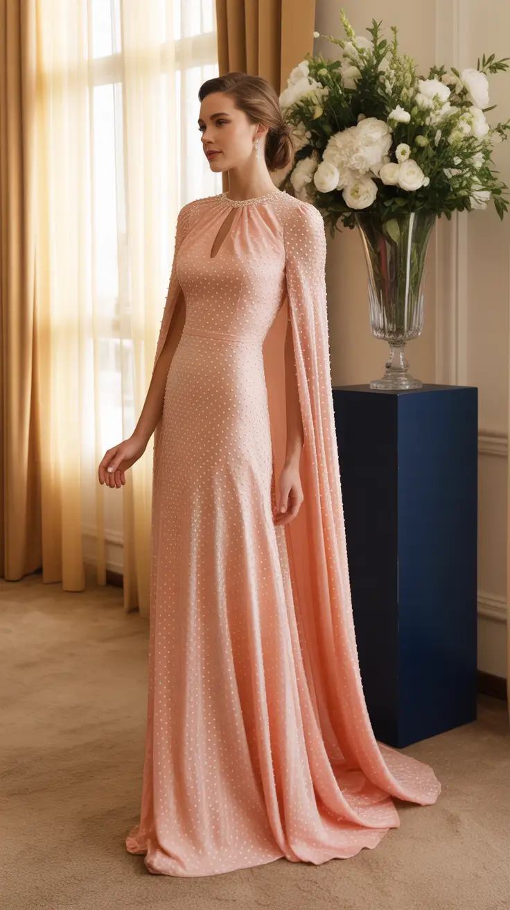 Formal wedding guest outfits 2026 Peach Perfection