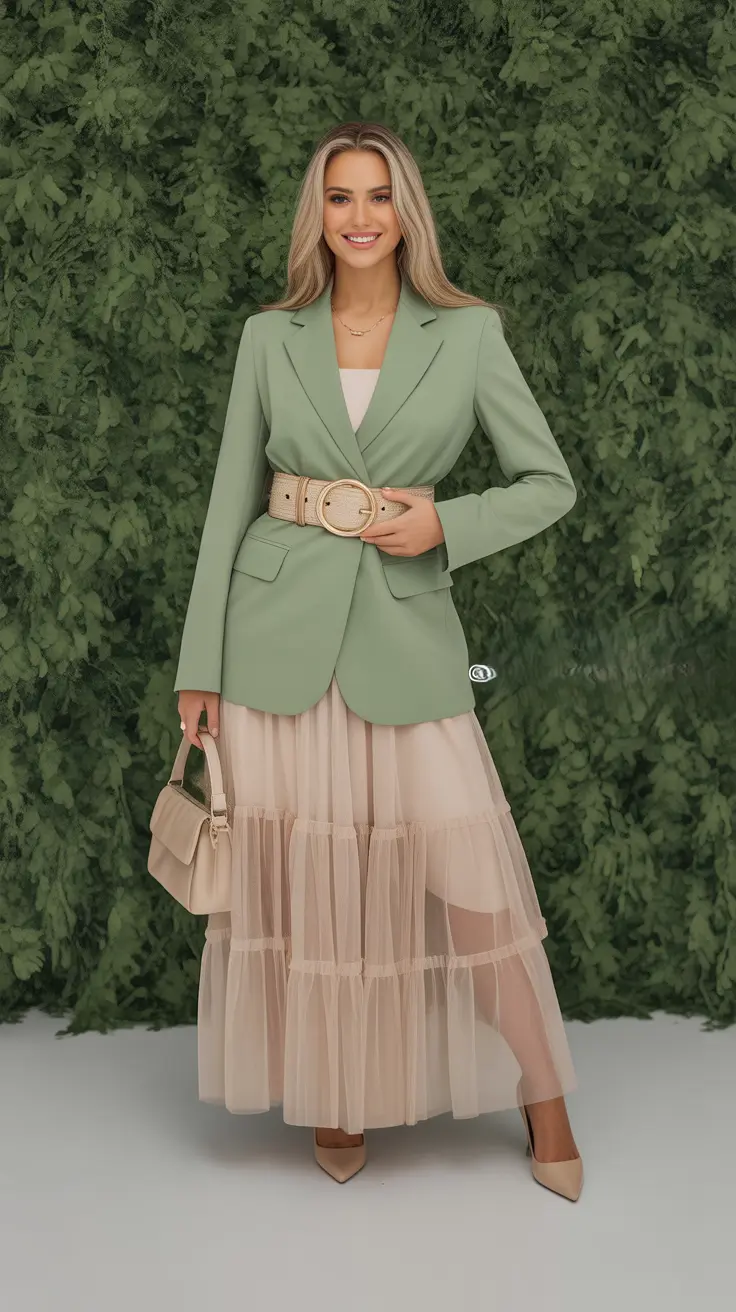 Formal wedding guest outfits 2026 Soft Layers and Sage