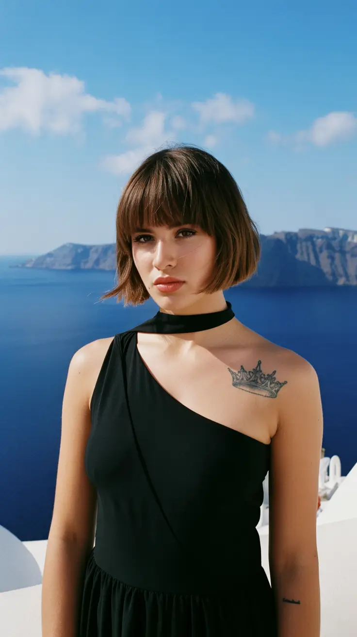 hair color ideas to look younger 2026 French Bob with Warm Chestnut Shine