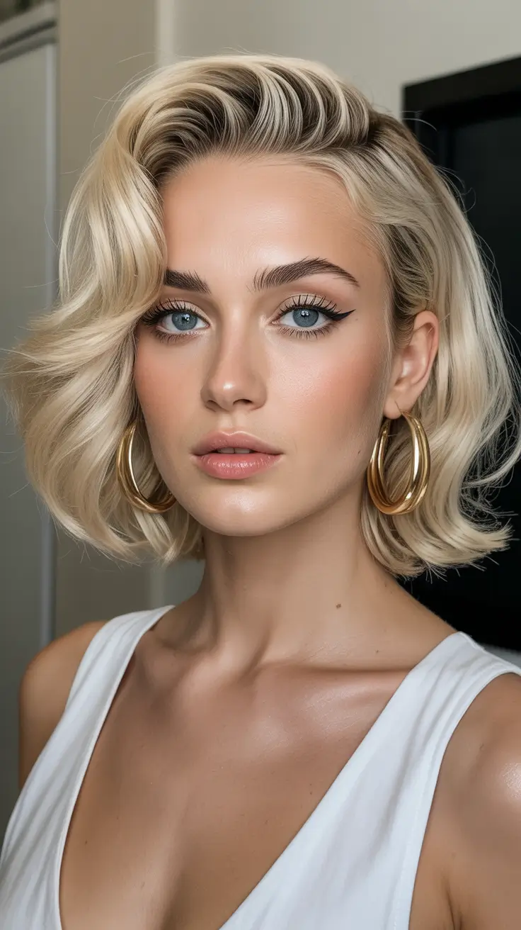 honey blonde hair color 2026 Glam Wave Honey Bob