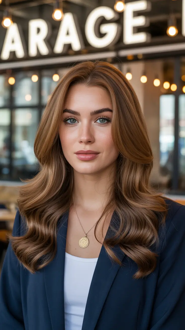honey brown hair color 2026 Golden Office Waves